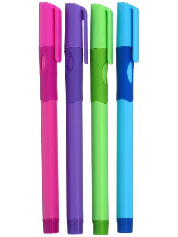 Ручка шариковая, 0.7 мм, стержень синий, корпус с резиновым держателем, МИКС