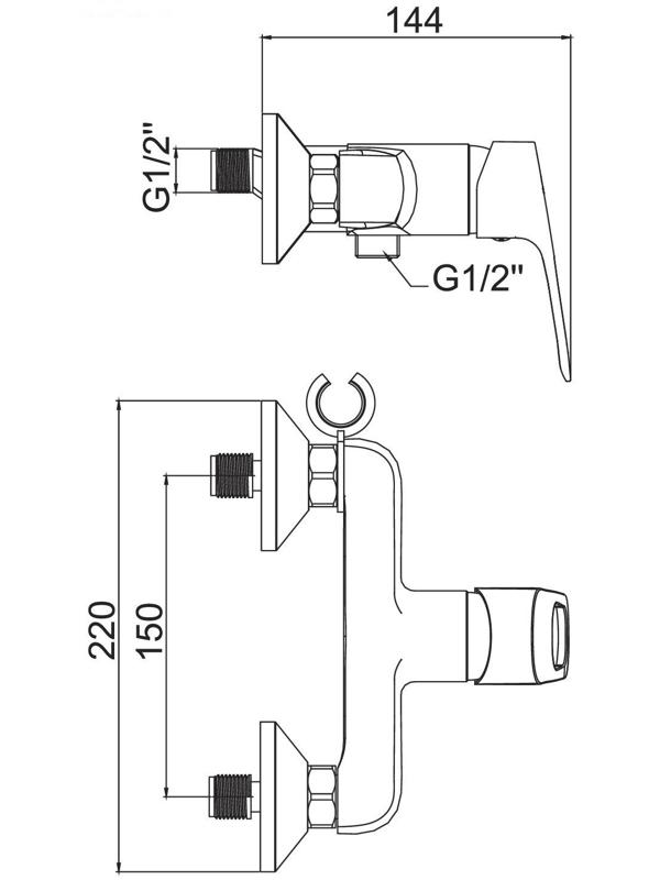Смеситель для биде Accoona A3117, с гигиеническим душем, настенный, латунь, хром