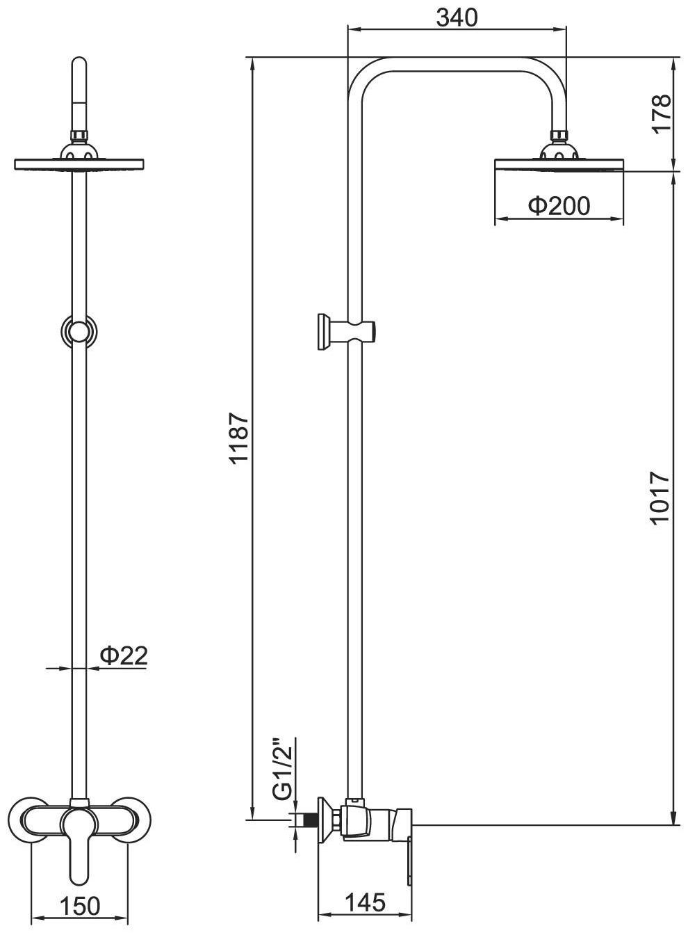 Душевая система Accoona A8392-1, однорычажная, с тропическим душем, хром