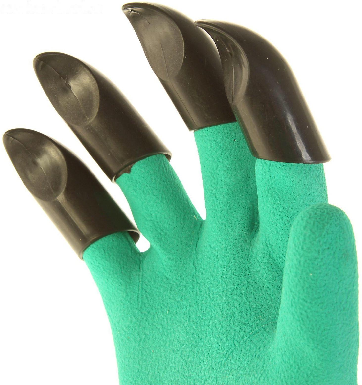 Перчатки нейлоновые «Землеройки», с латексной пропиткой, с когтями, размер 10, зелёные