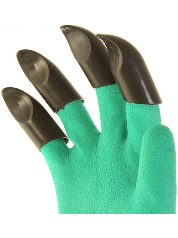 Перчатки нейлоновые «Землеройки», с латексной пропиткой, с когтями, размер 10, зелёные
