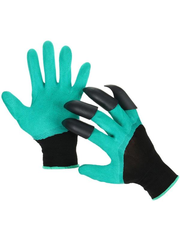 Перчатки нейлоновые «Землеройки», с латексной пропиткой, с когтями, размер 10, зелёные