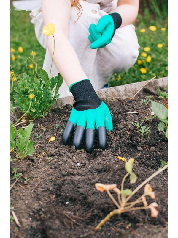 Перчатки нейлоновые «Землеройки», с латексной пропиткой, с когтями, размер 10, зелёные