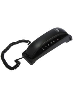 Проводной телефон Ritmix RT-007, настольно-настенный, стильный дизайн, черный