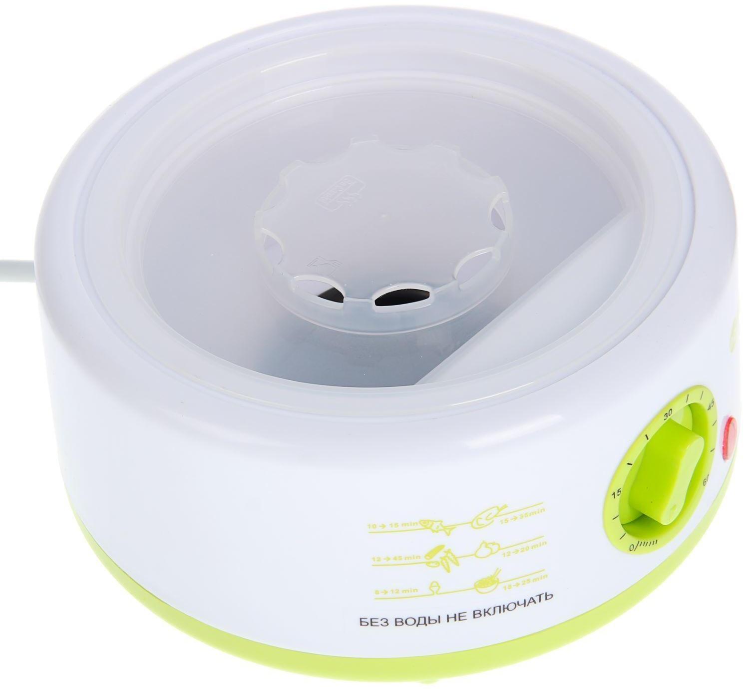 Пароварка Sakura SA-7213GR, электрическая, 500 Вт, 5 л, 2 яруса, бело-зеленый