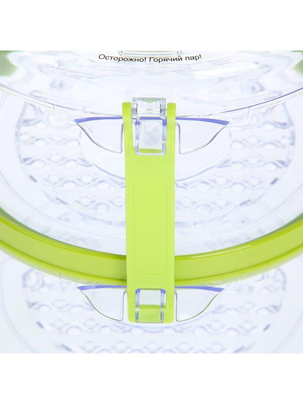 Пароварка Sakura SA-7213GR, электрическая, 500 Вт, 5 л, 2 яруса, бело-зеленый