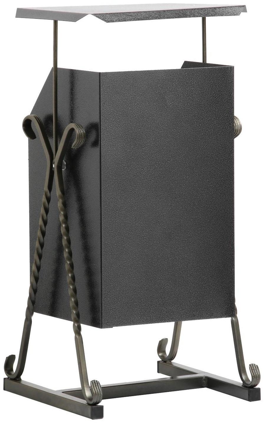 Урна квадратная на гнутых ножках с крышей, 22 л серый, художественная ковка