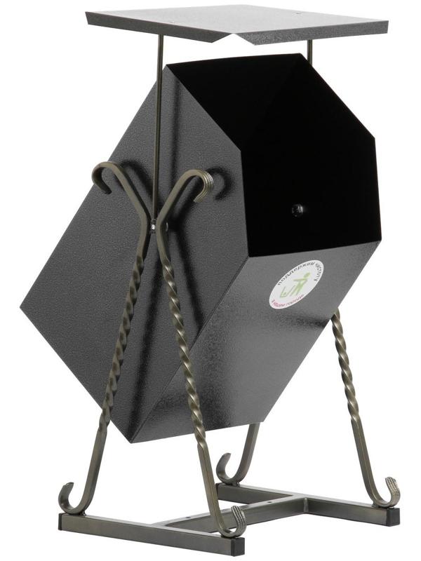 Урна квадратная на гнутых ножках с крышей, 22 л серый, художественная ковка