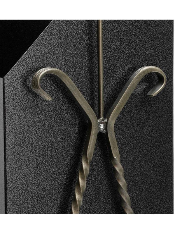 Урна квадратная на гнутых ножках с крышей, 22 л серый, художественная ковка