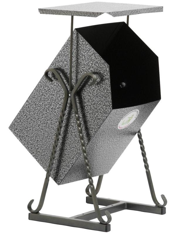 Урна квадратная на гнутых ножках с крышей, 22 л серый, художественная ковка