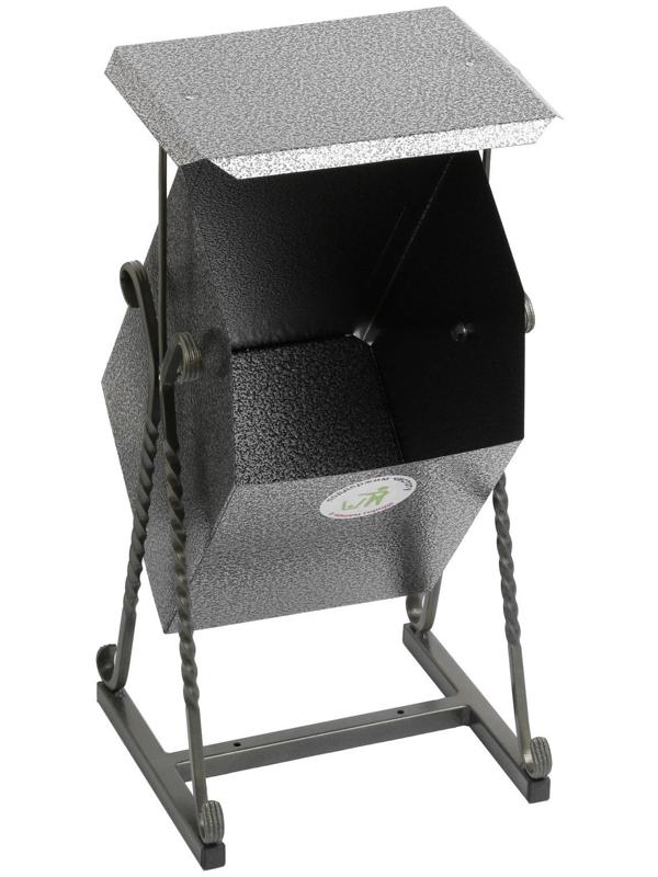 Урна квадратная на гнутых ножках с крышей, 22 л серый, художественная ковка