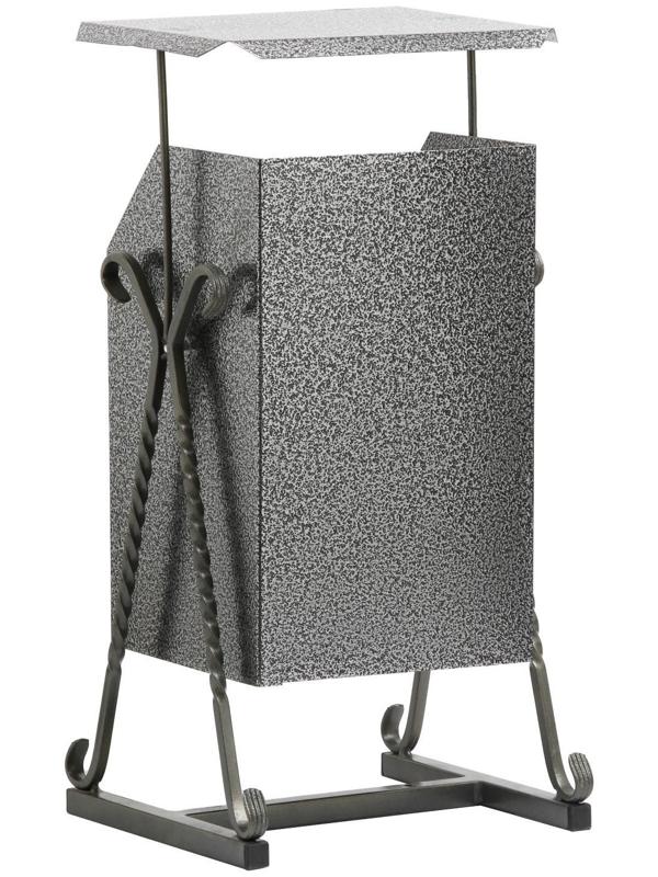 Урна квадратная на гнутых ножках с крышей, 22 л серый, художественная ковка