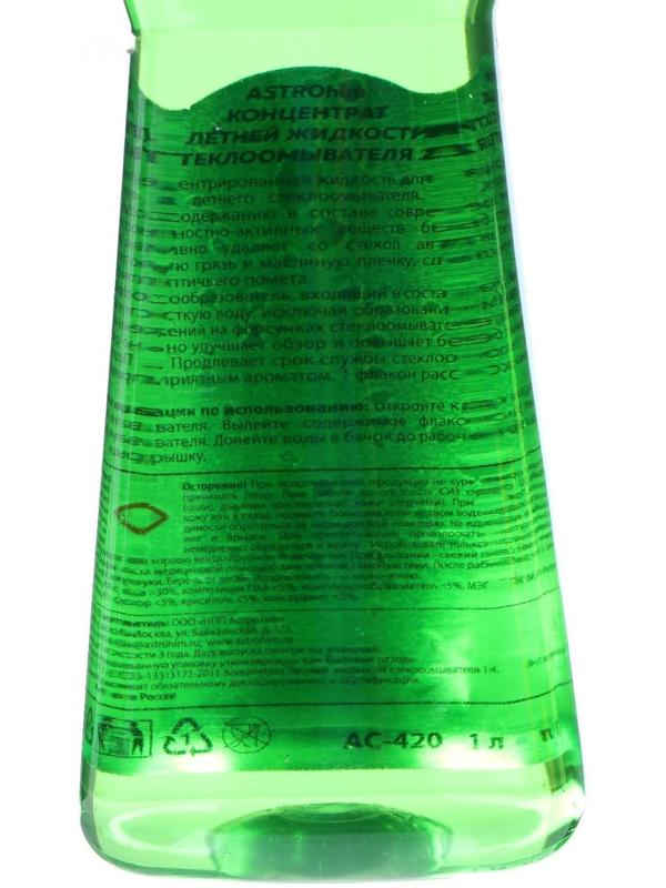 Жидкость стеклоомывающая Astrohim Лето BugОff, 1 л, концентрат 1:4, АС - 420