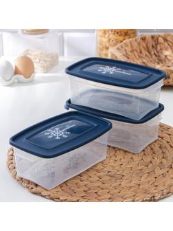 Набор прямоугольных контейнеров для замораживания продуктов «Морозко», 1 л , 3 шт, цвет МИКС