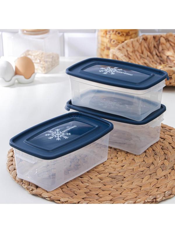 Набор прямоугольных контейнеров для замораживания продуктов «Морозко», 1 л , 3 шт, цвет МИКС