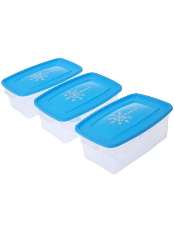 Набор прямоугольных контейнеров для замораживания продуктов «Морозко», 1 л , 3 шт, цвет МИКС