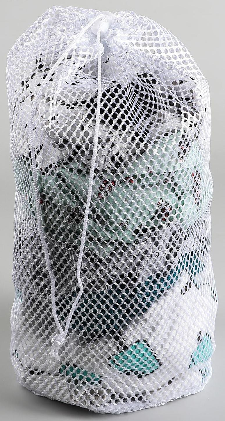 Мешок для стирки белья Доляна, 30×40 см, крупная сетка, цвет белый