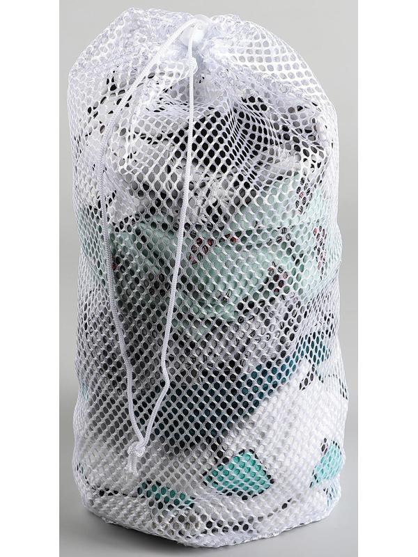 Мешок для стирки белья Доляна, 30×40 см, крупная сетка, цвет белый