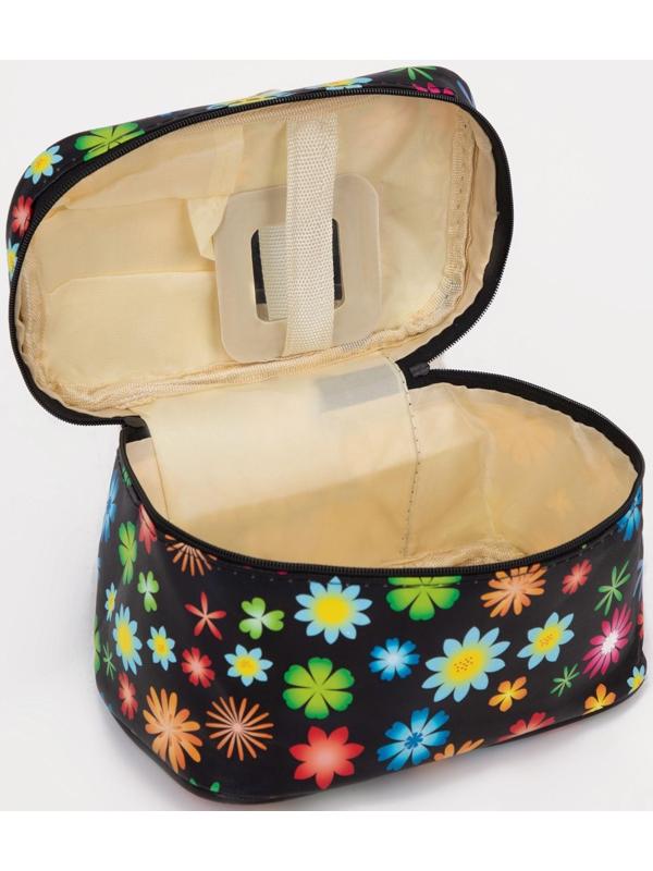 Косметичка на молнии, с зеркалом, цвет чёрный/разноцветный