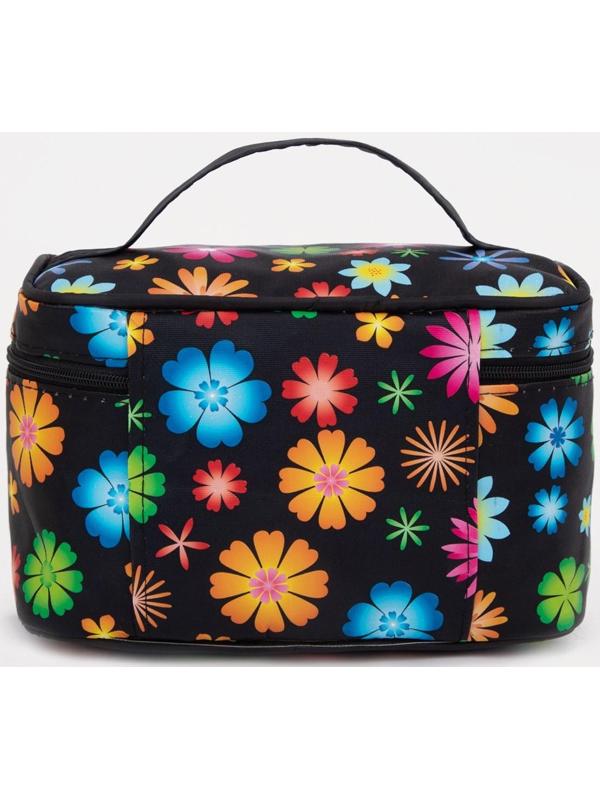 Косметичка на молнии, с зеркалом, цвет чёрный/разноцветный