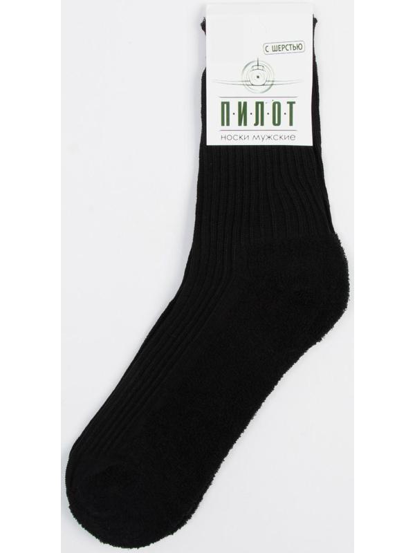 Носки мужские тёплые, цвет чёрный, размер 25