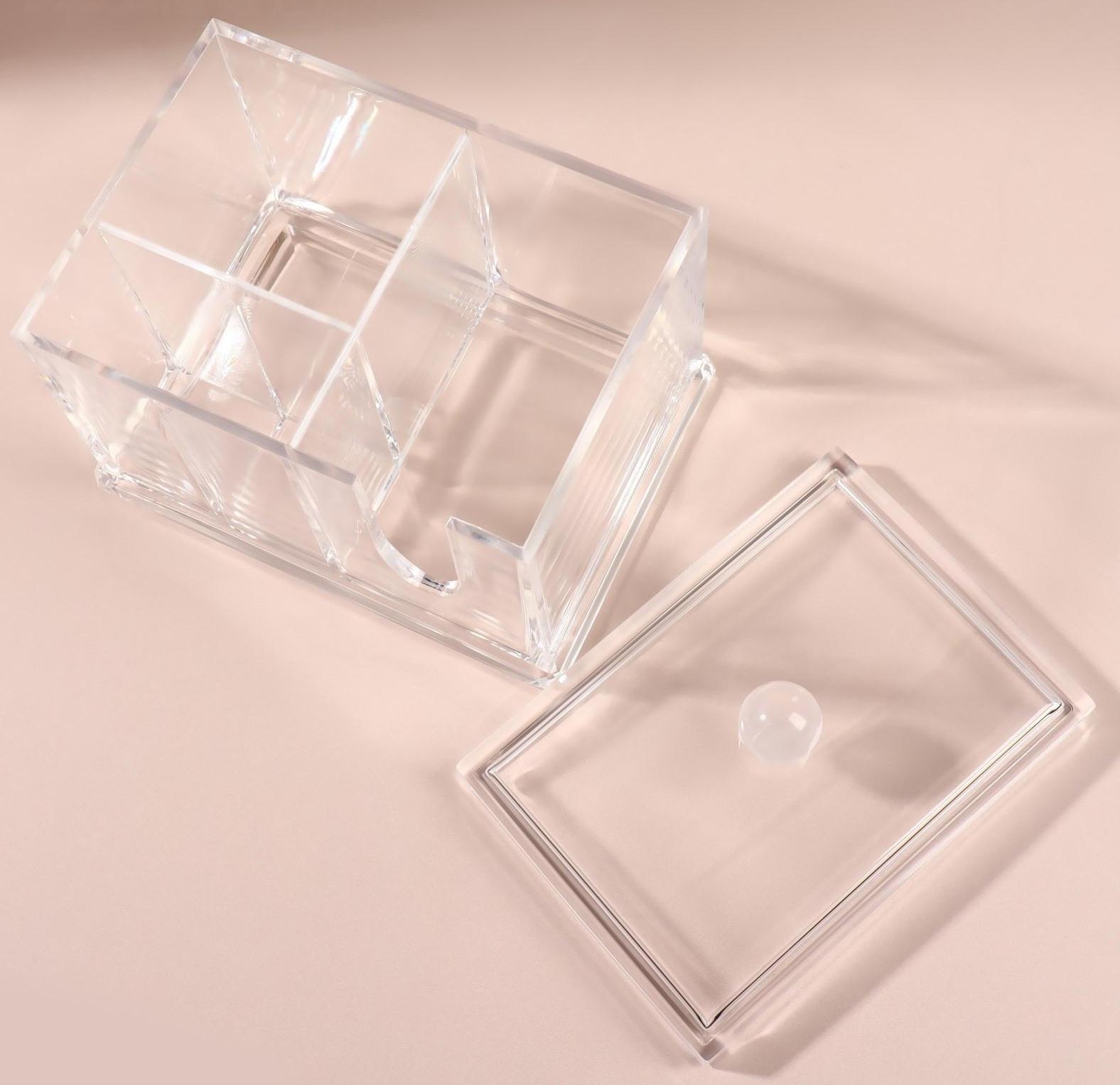 Контейнер для маникюрных/косметических принадлежностей, 3 секции, 13 × 14 × 11 см, цвет прозрачный