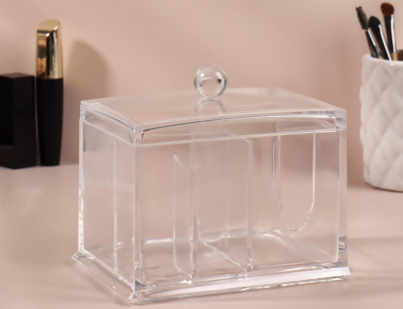 Контейнер для маникюрных/косметических принадлежностей, 3 секции, 13 × 14 × 11 см, цвет прозрачный