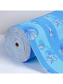 Коврик для ванной комнаты «Ракушки», 0,65×15 м, ПВХ, цвет голубой