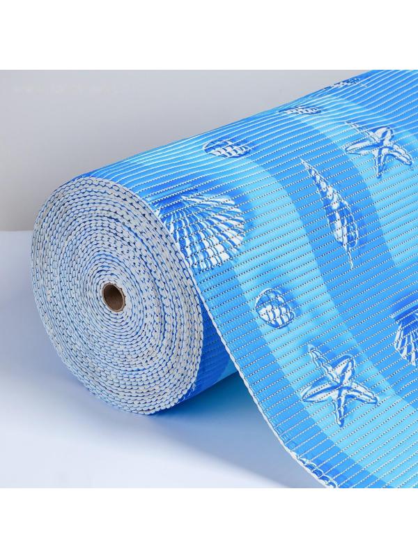 Коврик для ванной комнаты «Ракушки», 0,65×15 м, ПВХ, цвет голубой