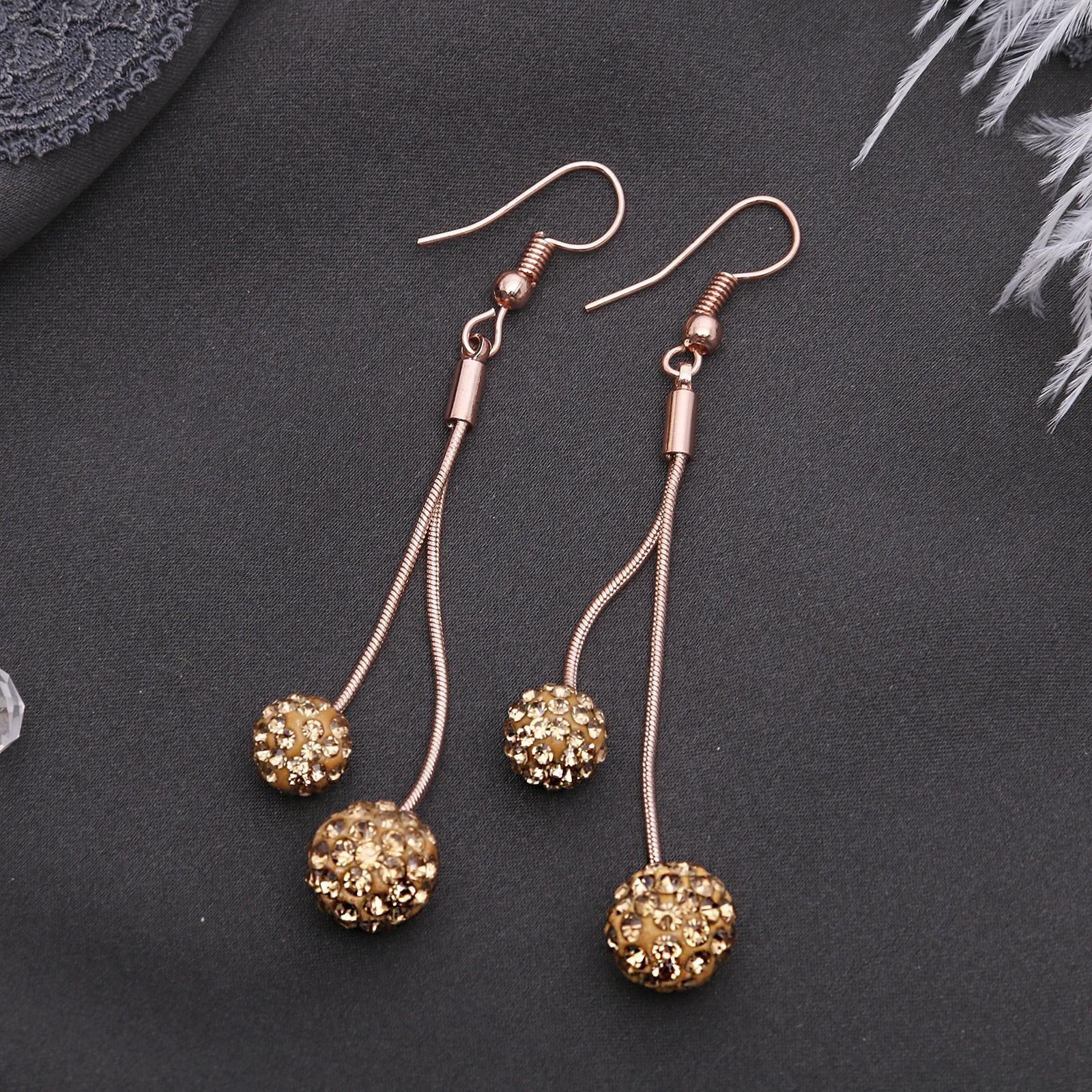 Серьги висячие со стразами 