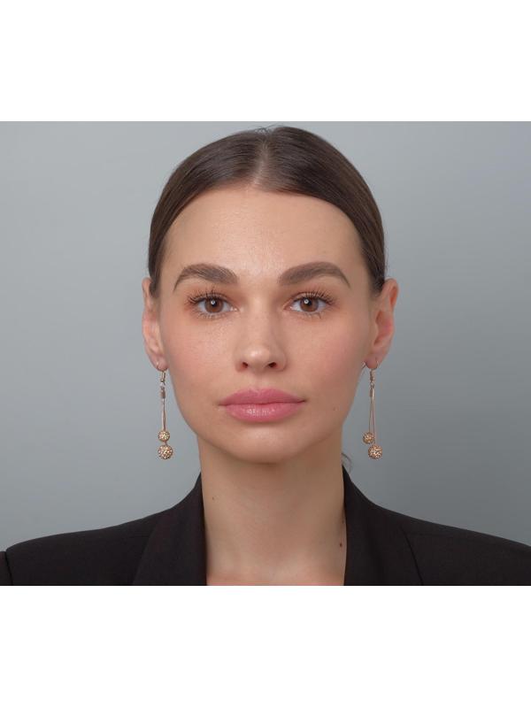 Серьги висячие со стразами 