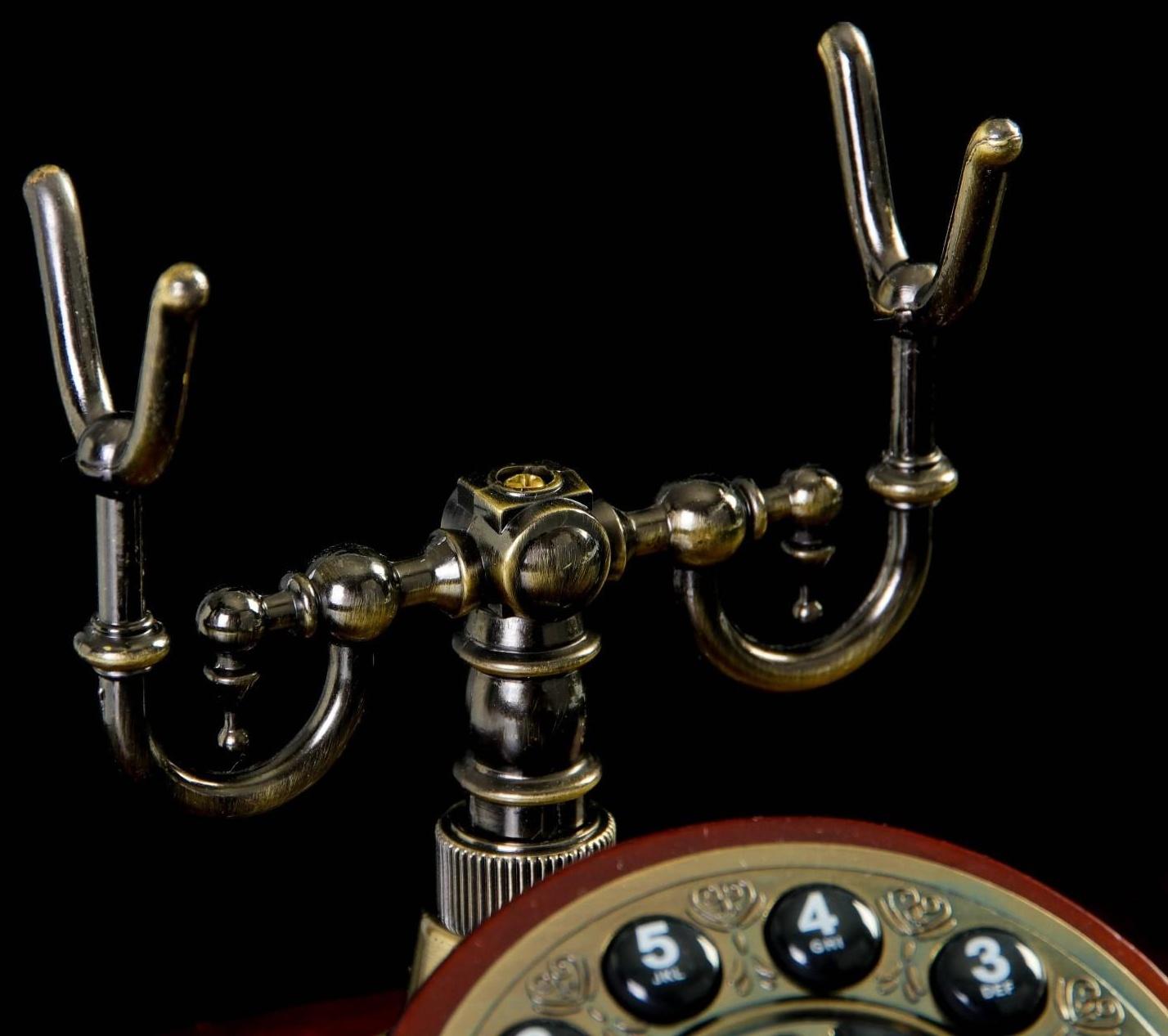 Ретро-телефон с выдвижным ящиком, темное дерево, 16х23х25 см