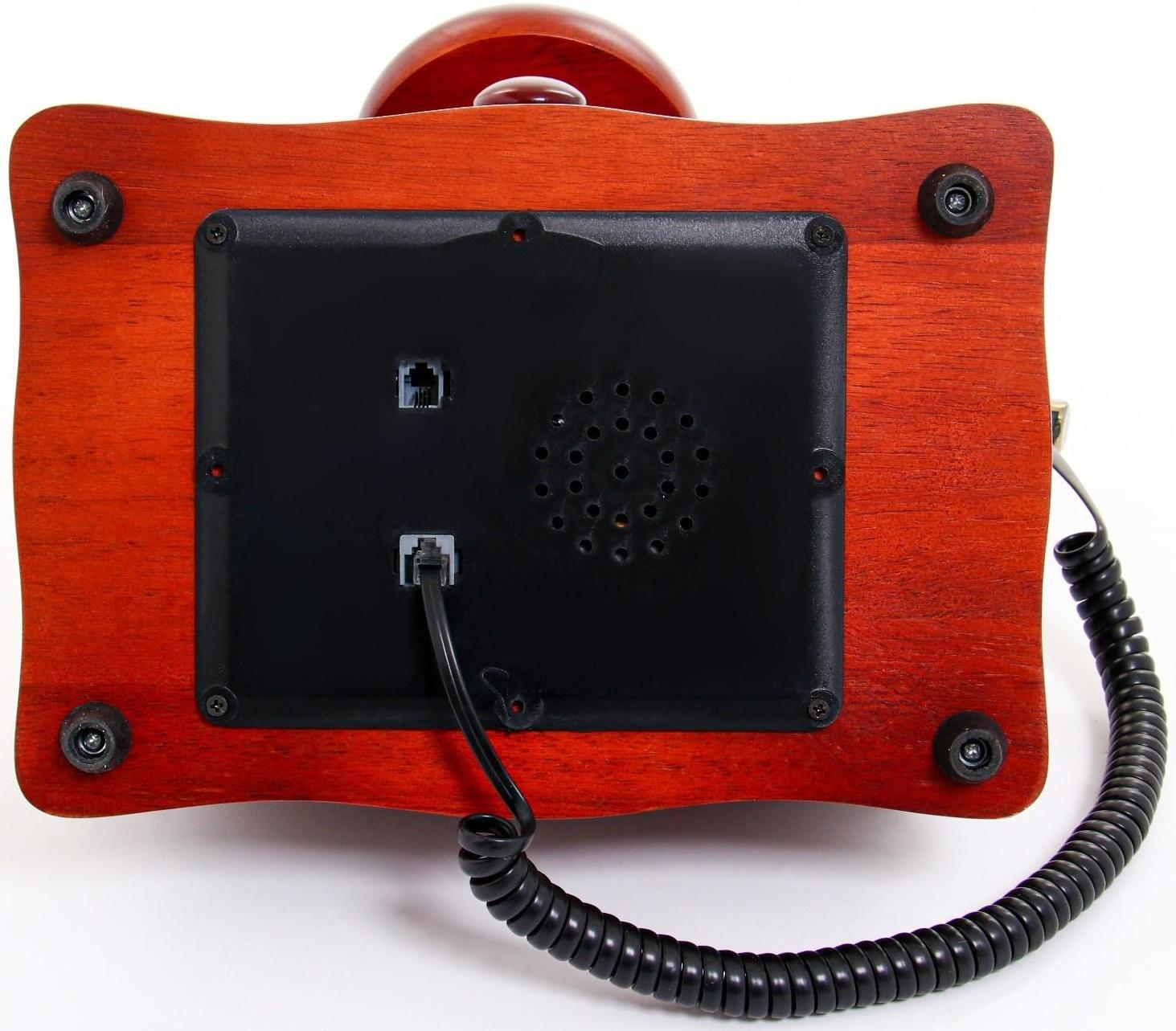 Ретро-телефон с выдвижным ящиком, темное дерево, 16х23х25 см