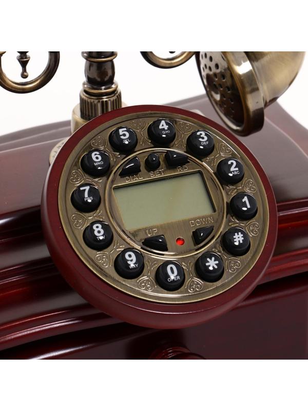 Ретро-телефон с выдвижным ящиком, темное дерево, 16х23х25 см
