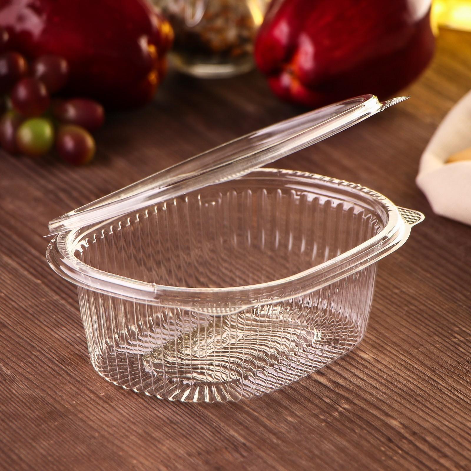 Контейнер одноразовый с неразъёмной крышкой ИПР-500 «АВС», 500 мл, 15,9×13×5,5 см, цвет прозрачный