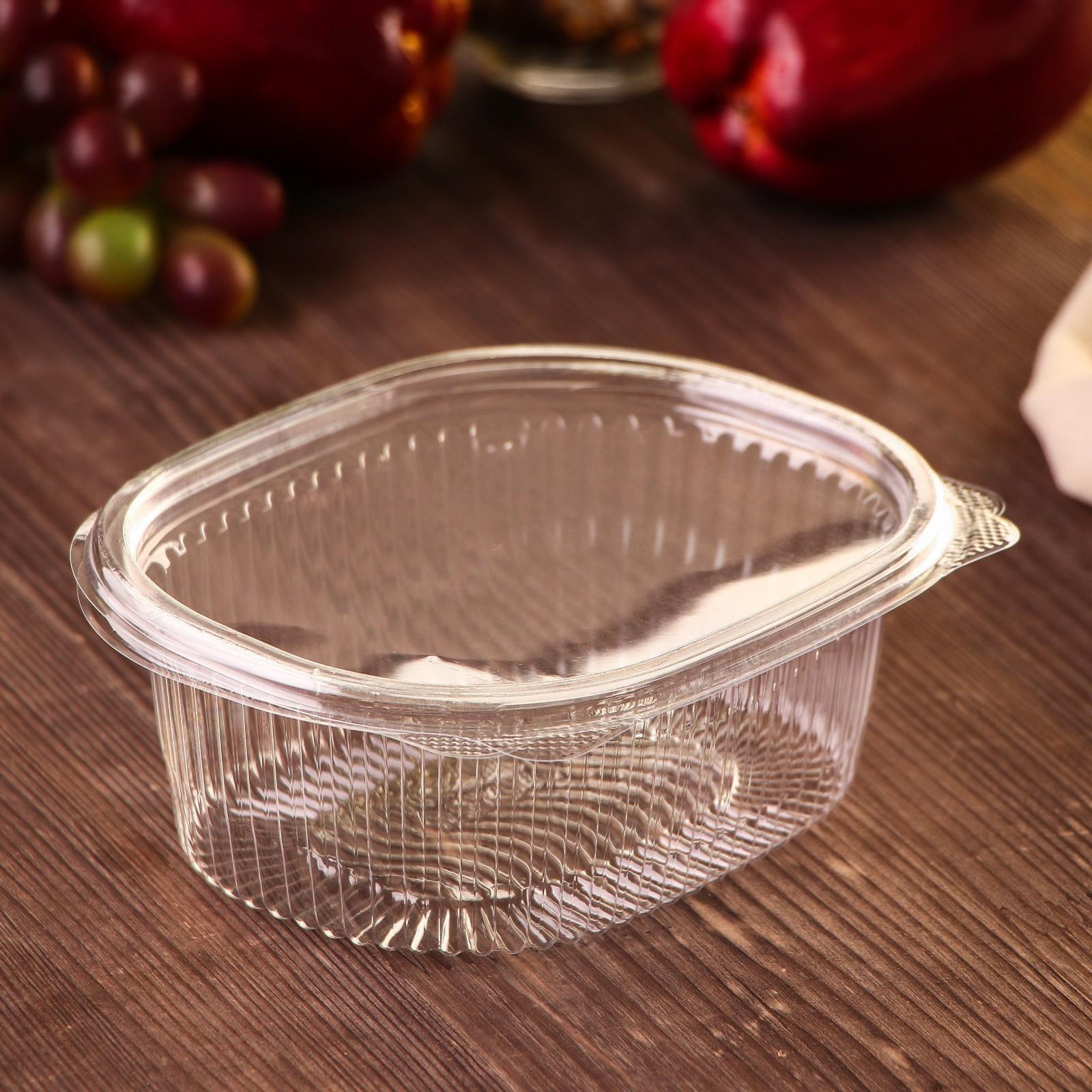 Контейнер одноразовый с неразъёмной крышкой ИПР-500 «АВС», 500 мл, 15,9×13×5,5 см, цвет прозрачный