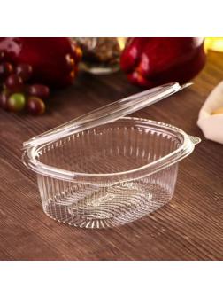 Контейнер одноразовый с неразъёмной крышкой ИПР-500 «АВС», 500 мл, 15,9×13×5,5 см, цвет прозрачный