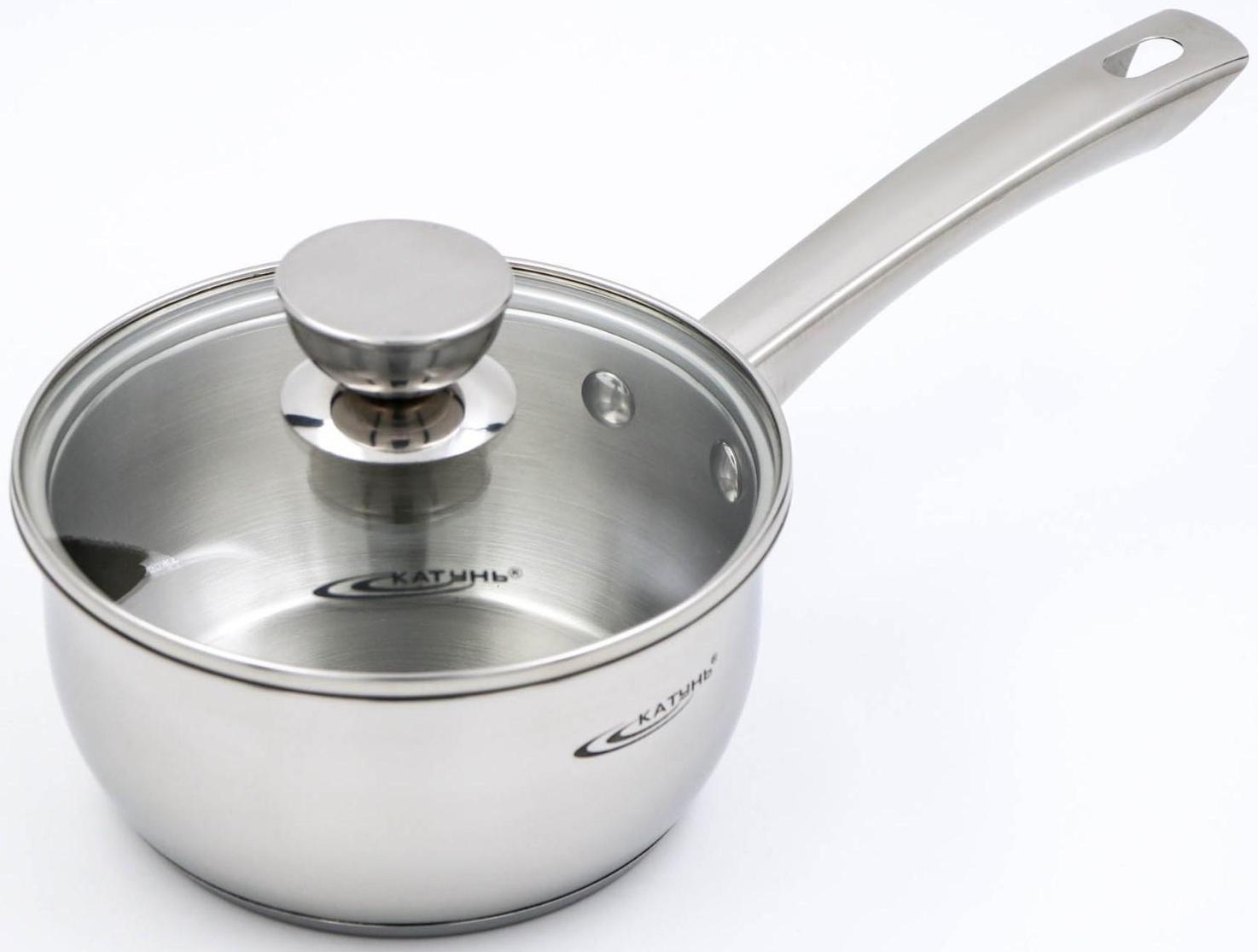 Ковш «Антея», 1,5 л, d=16 см, капсульное дно, стеклянная крышка, металлическая ручка