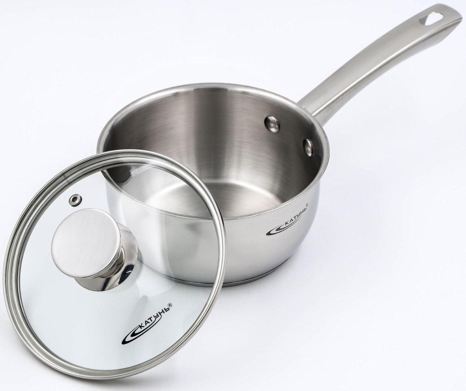 Ковш «Антея», 1,5 л, d=16 см, капсульное дно, стеклянная крышка, металлическая ручка