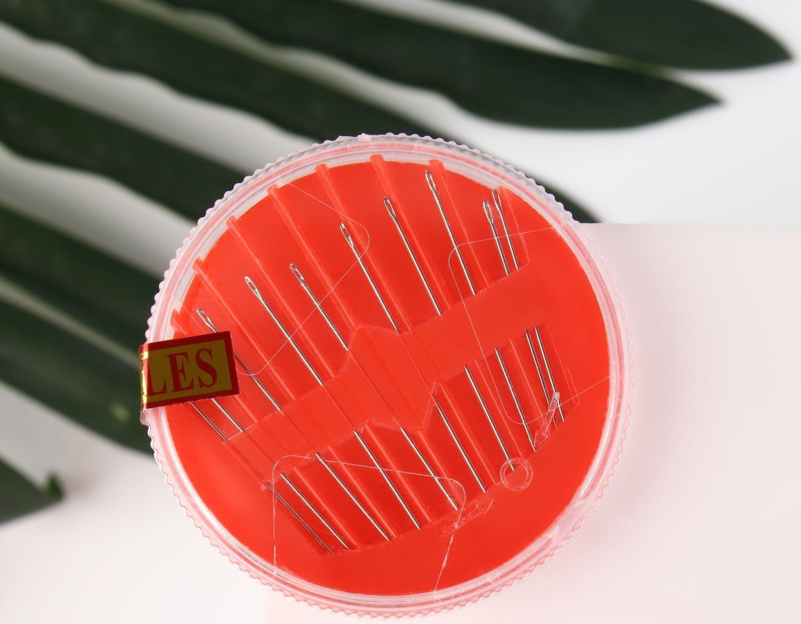 Иглы швейные в пластиковой коробочке, 10 шт, цвет МИКС