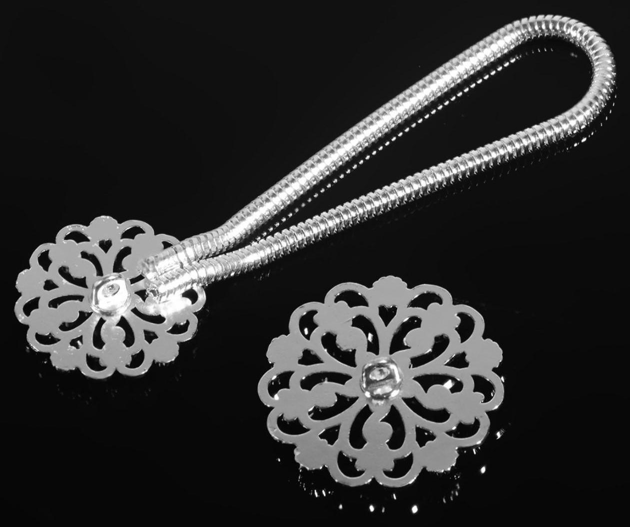 Декоративная застёжка «Круг» 9,5 × 3 см, цвет серебряный