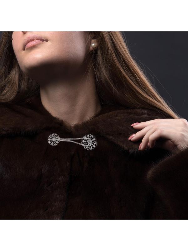 Декоративная застёжка «Круг» 9,5 × 3 см, цвет серебряный