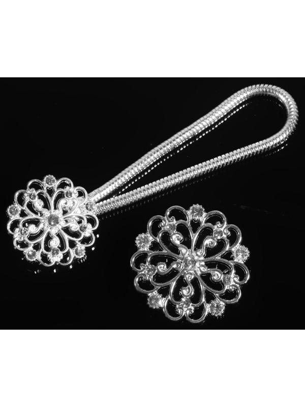 Декоративная застёжка «Круг» 9,5 × 3 см, цвет серебряный