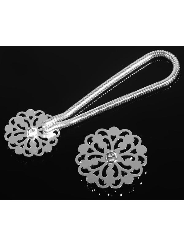 Декоративная застёжка «Круг» 9,5 × 3 см, цвет серебряный