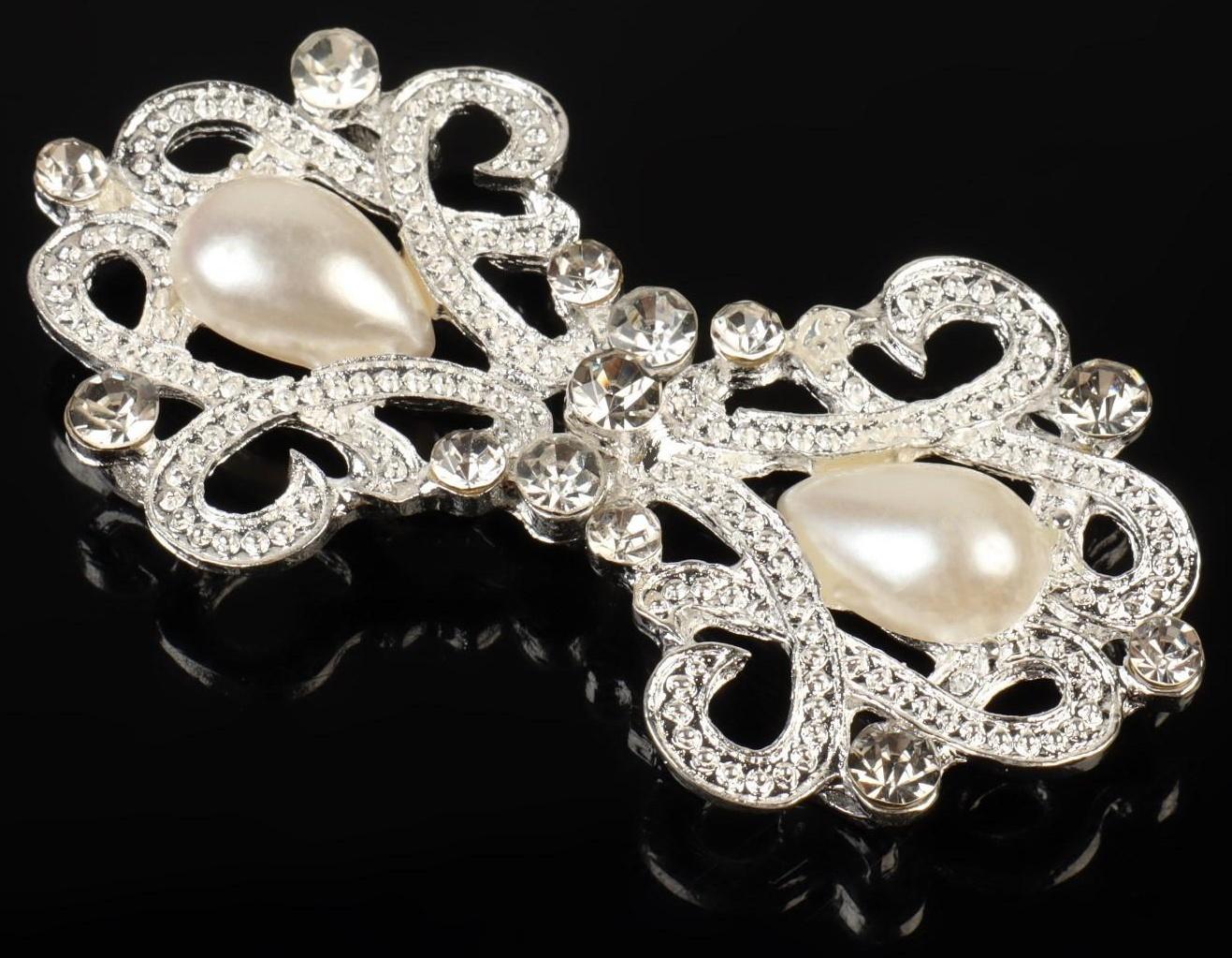 Декоративная застёжка «Узор», 6,5 × 3,5 см, цвет белый