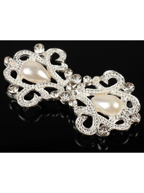 Декоративная застёжка «Узор», 6,5 × 3,5 см, цвет белый