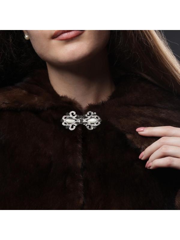 Декоративная застёжка «Узор», 6,5 × 3,5 см, цвет белый