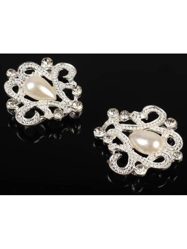 Декоративная застёжка «Узор», 6,5 × 3,5 см, цвет белый