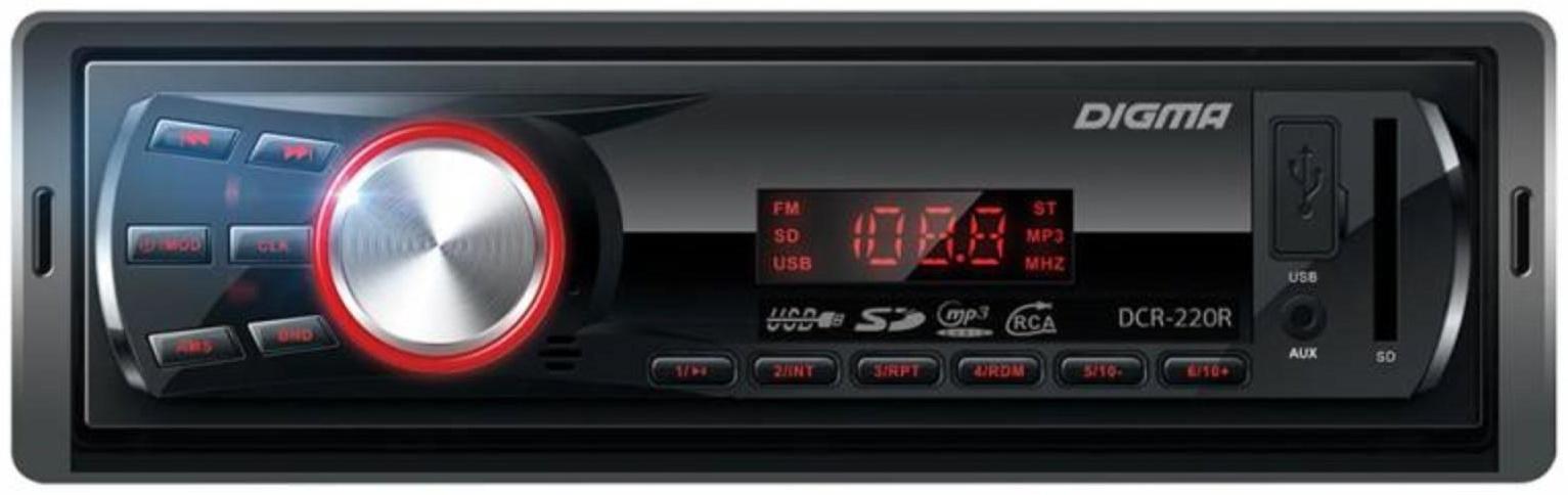 Автомагнитола Digma DCR-220R 1DIN, 4 x 45 Вт, USB, SD, AUX