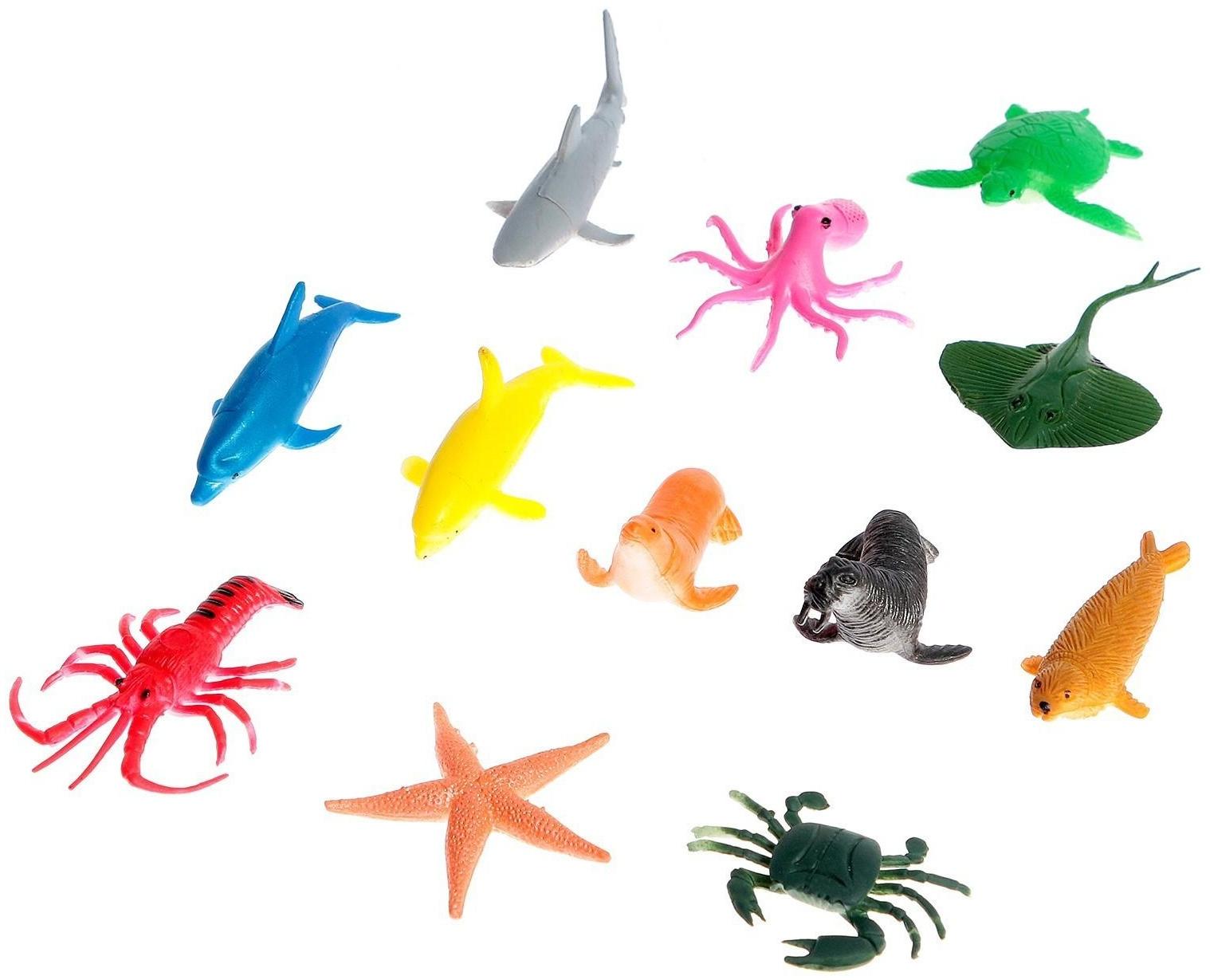 Набор фигурок животных для детей с обучающими карточками «Подводный мир», карточки, по методике Монтессори